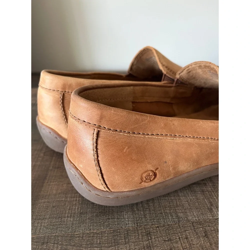 Born Caleb Mens 13M Leather Slip On Loafers Tan Moccasin Shoes BM0008006